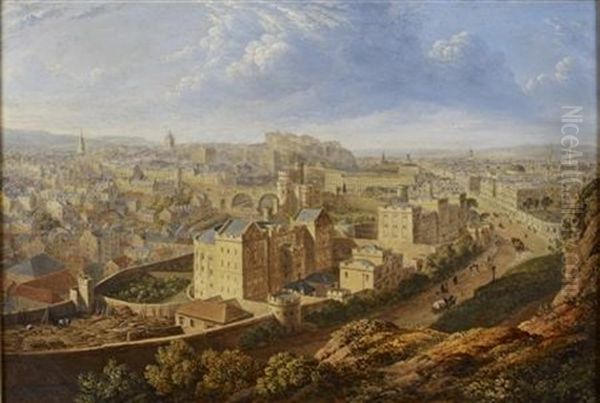 A View Of Edinburgh From Calton Hill (+ Another, Steel Engraving, Verso) - view 1