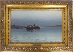 Bateau Vapeur Au Clair De Lune by Viktor Pavlovitch Baturin
