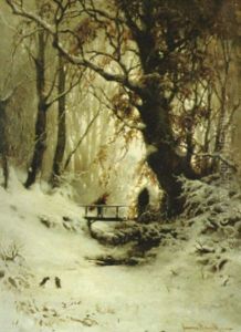 Vinterlandskap Med Vedsamlerska by Jeanna Maria Charlotta Bauck