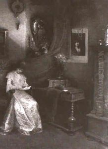 Lesende Dame Im Salon by Jeanna Maria Charlotta Bauck