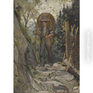 Wegpartie Mit Einem Alpler by Auguste Baud-Bovy