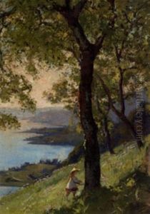 Vue Du Lac Leman Au Dessus De Montreux by Auguste Baud-Bovy