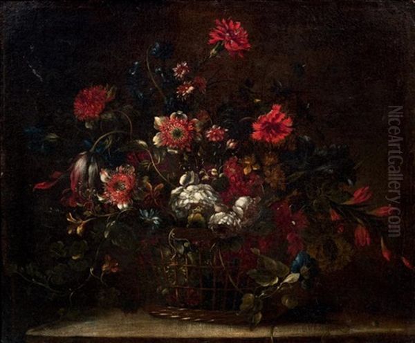 Panier De Fleurs Sur Un Entablement - view 1