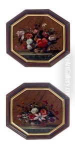 Corbeille De Fleurs Sur Un Entablement (2 Works) by Nicolas Baudesson