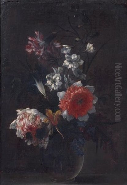 Bouquet De Fleurs Dans Un Vase En Verre - view 1