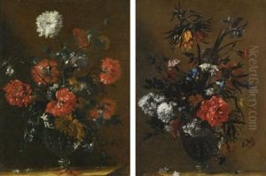 Still Life Of Flowers In A Vase (+ Another; Pair) Still Life Of Flowers In A Vase (+ Another; Pair)