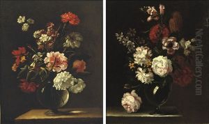 Morning Glory, Chrysanthemums, Roses... (+ Begonias, Roses, Chrysanthemums...; Pair) by Nicolas Baudesson