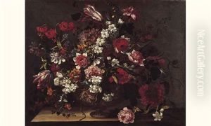 Bouquet De Fleurs Dans Un Vase Sculpte by Nicolas Baudesson