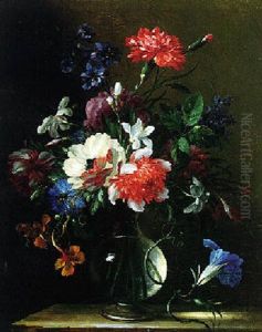 Still Life Of Flowers In A Glass Vase