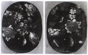 Bouquets De Fleurs Dans Des Vases De Verre by Nicolas Baudesson