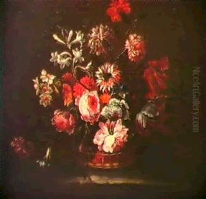 Corbeille De Fleurs Sur                                     L'entablement De Pierre by Nicolas Baudesson