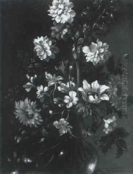 Bouquet De Fleurs Dans Un Vase En Verre - view 1