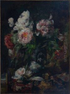 Bouquet De Fleurs Sur Un Entablement by Eugene Baudin