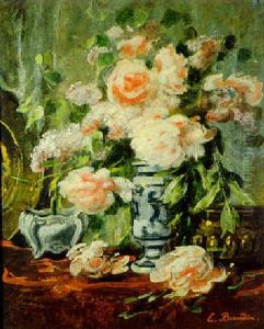 Bouquet De Pivoines Et Lilas, A La Coupe Et Au Plat