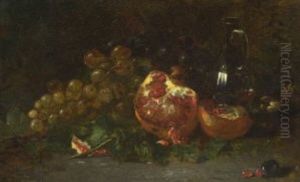 Stillleben Mit Fruchten Und Glaskaraffe by Amedee Baudit