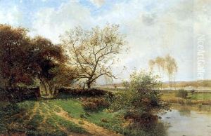 Sonniger Herbst Am Flusufer by Amedee Baudit