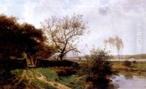 Sudliche Flusslandschaft (garonne) An Einem Sommertag