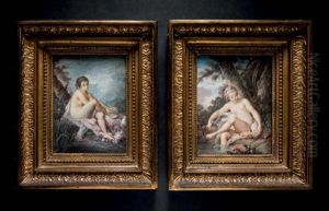 Femmes Au Bain, L'une D'elles Relacant Sa Chaussure by Pierre Antoine Baudouin