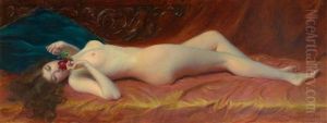 Reclining Nude With Rose by Paul Jacques Aime Baudry