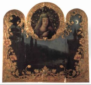 Paysage Au Clair De Lune; Portrait De Femme Au-dessus