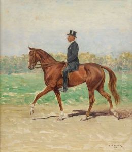 Kommerzialrat Josef Kockeis, Einen Braunen Mit Kandarre Und Trense Reitend by Carl Franz Bauer
