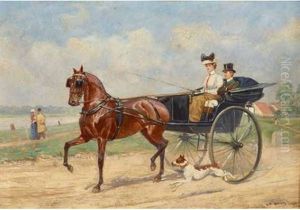 Ausfahrt Im Eleganten Einspanner by Carl Franz Bauer