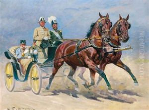 Kaiser Franz Joseph I. Mit Generaladjutant Graf Paar In Kutsche by Carl Franz Bauer