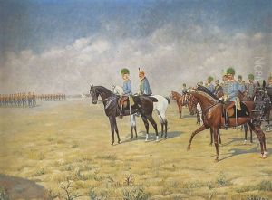 Kaiser Franz Joseph I. Und Zahlreiche Erzherzoge Bei Einer Truppenparade by Carl Franz Bauer