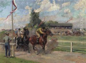 Galopprennen In Der Freudenau by Carl Franz Bauer
