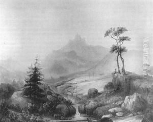 Fantastische Gebirgslandschaft Mit Staffagen by Johann Balthasar Bauer