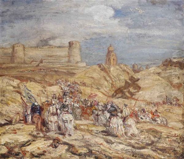 Cavaliers: Moorish Cavaliers Approaching A Castle - view 1