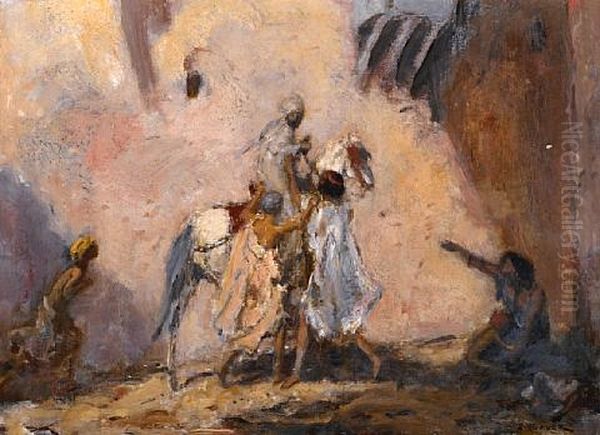 An Arab Horseman Accosted By Figures In A Street - view 1