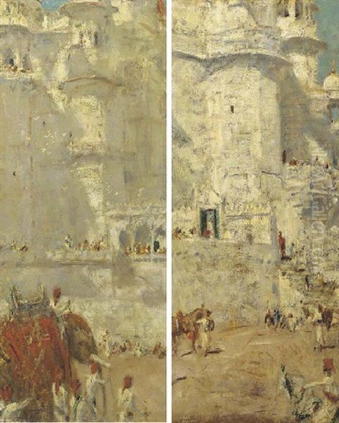 Paleis Ingang - Ruiters (+ Indisch Paleis - Olifant; Pair) - view 1