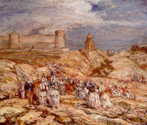 Optoct: Moorish Cavaliers Approaching A Fortified Castle - view 1