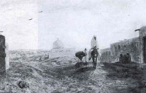 Bedouins On Donkeys In The Desert by Marius Bauer