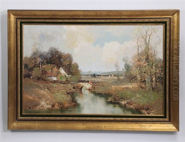 Rural Landscape With Cottages Near A River - view 1