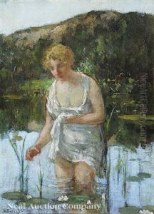 Among The Waterlilies by Carl Wilhelm Friedrich Bauerle