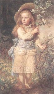 Ung Flicka Med Blommande Kvist
