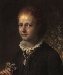 Portrat Eines Jungen Madchens Mit Roten Haaren by Carl Wilhelm Friedrich Bauerle