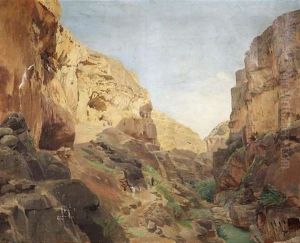 Blick In Das Flusstal Wadi Kelt (wadi Qilt), Das Durch Die Judaischen Berge Nach Jericho Hineinfuhrt
