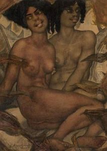 Two Nudes by Evgeniy Andreevich Agafonov