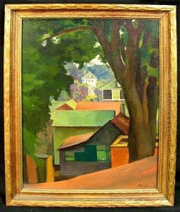 A Connecticut Landscape Of Rooftops Among Trees by Evgeniy Andreevich Agafonov