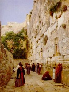 Praying At The Western Wall, Jerusalem by Gustav Bauernfeind