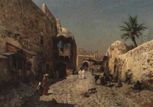 Arab Street Scene by Gustav Bauernfeind