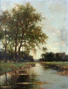 Landschap Met Een Steiger Aan Een Sloot