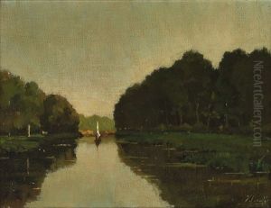 Sommerliche Fluslandschaft Mit Boot