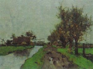 Hollandische Kanallandschaft Mit Ziehbrucke