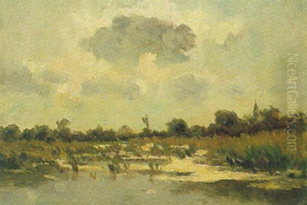 Hollandische Wasserlandschaft Mit Kirchturm - view 1
