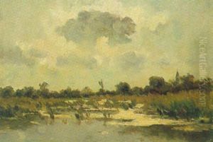 Hollandische Wasserlandschaft Mit Kirchturm