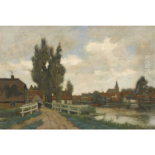 Flusslandschaft Mit Dorf - view 1